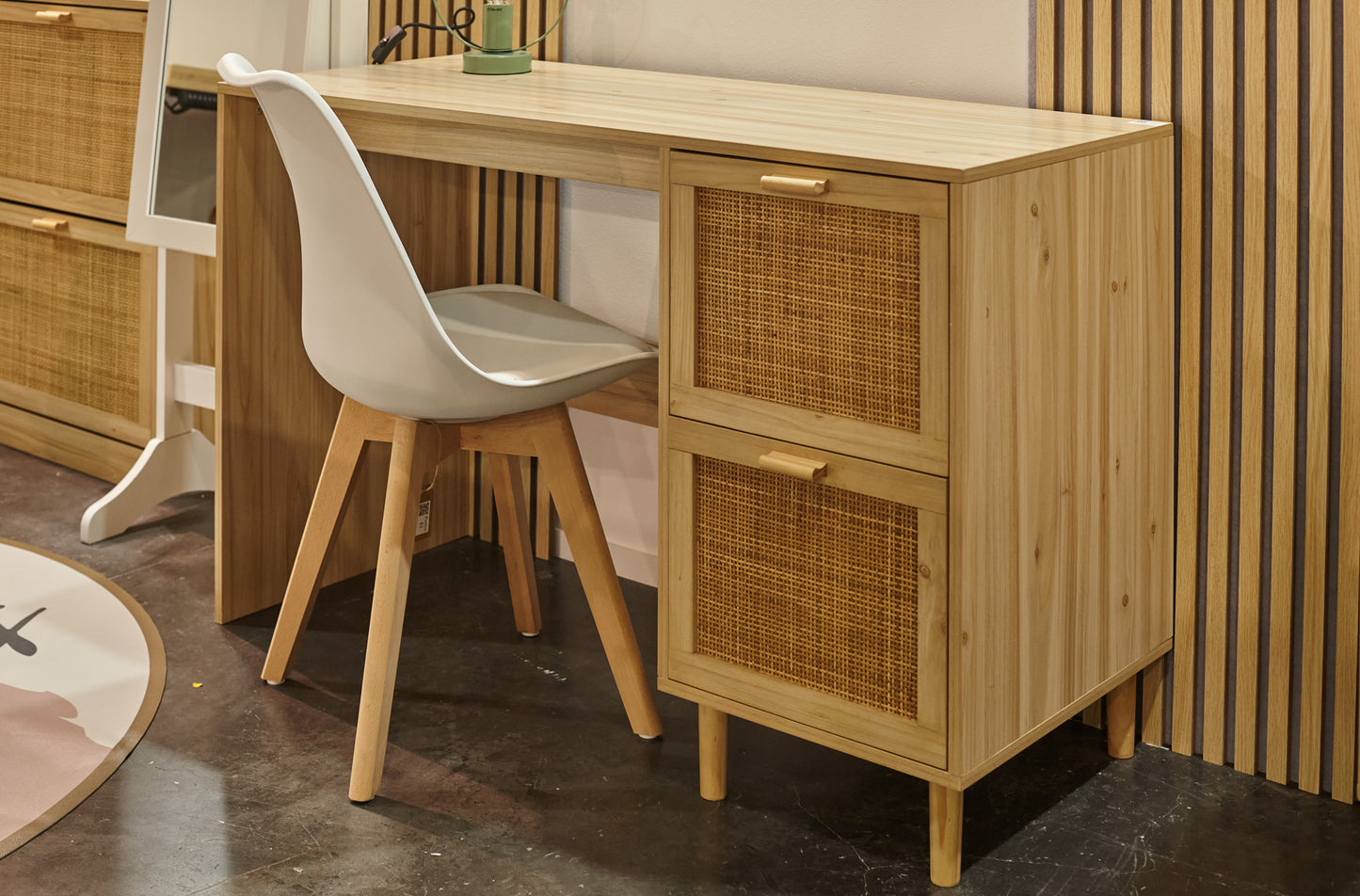 MESA ESTUDIO GALILEO 120 x 48 CM PINO / RATTAN