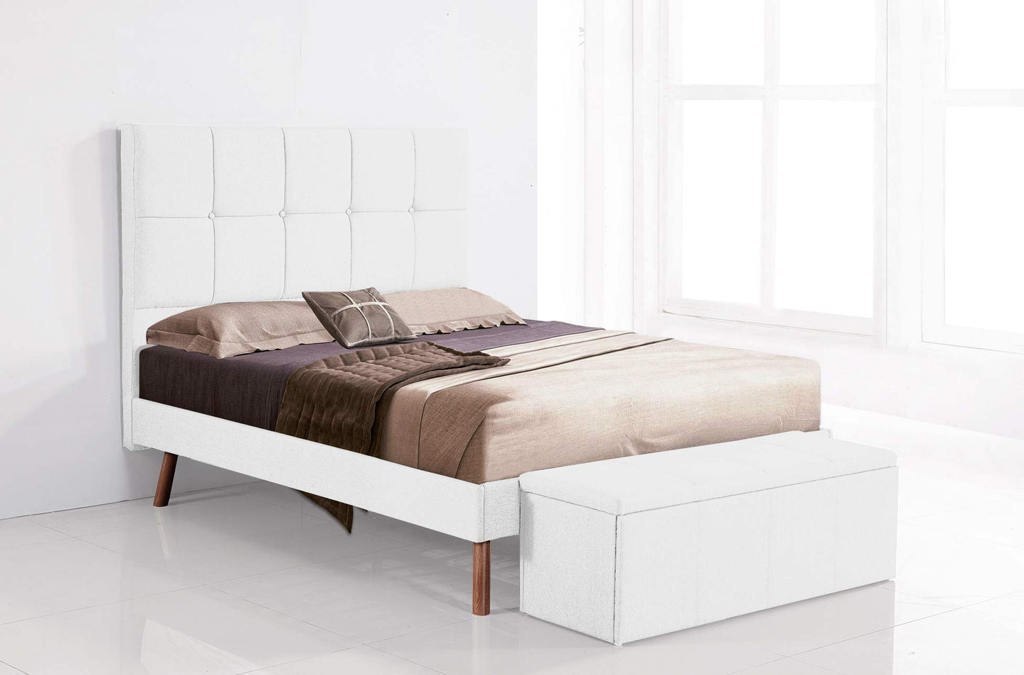 ARO TAPIZADO PARA CAMA IMPERIAL 160 SÍMIL PIEL BLANCO