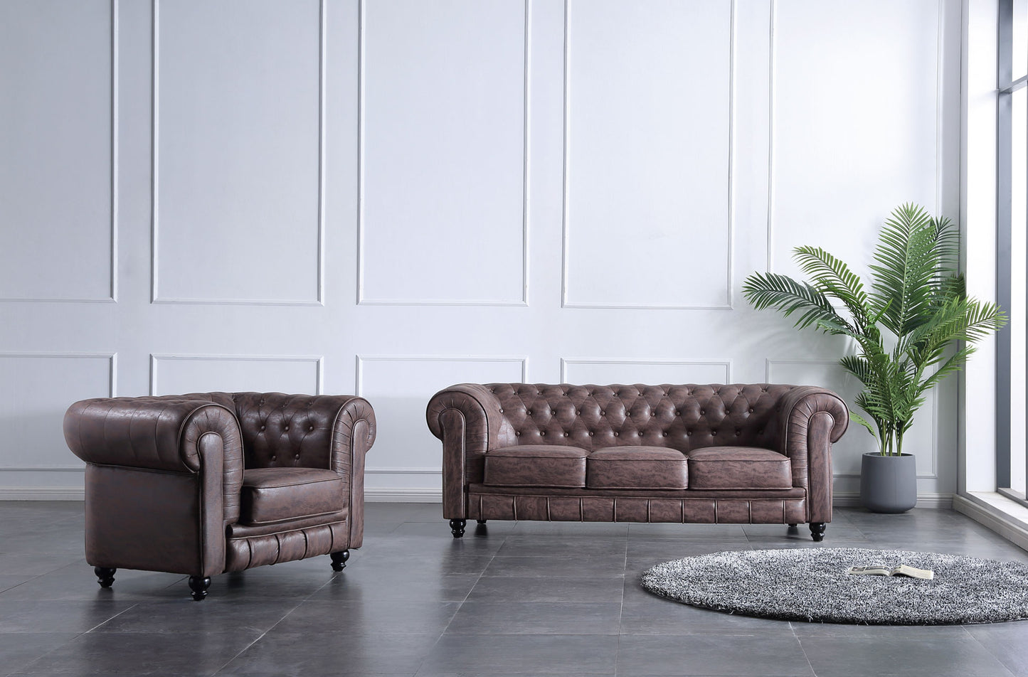 Sofá Chesterfield 3 plazas chocolate vintage