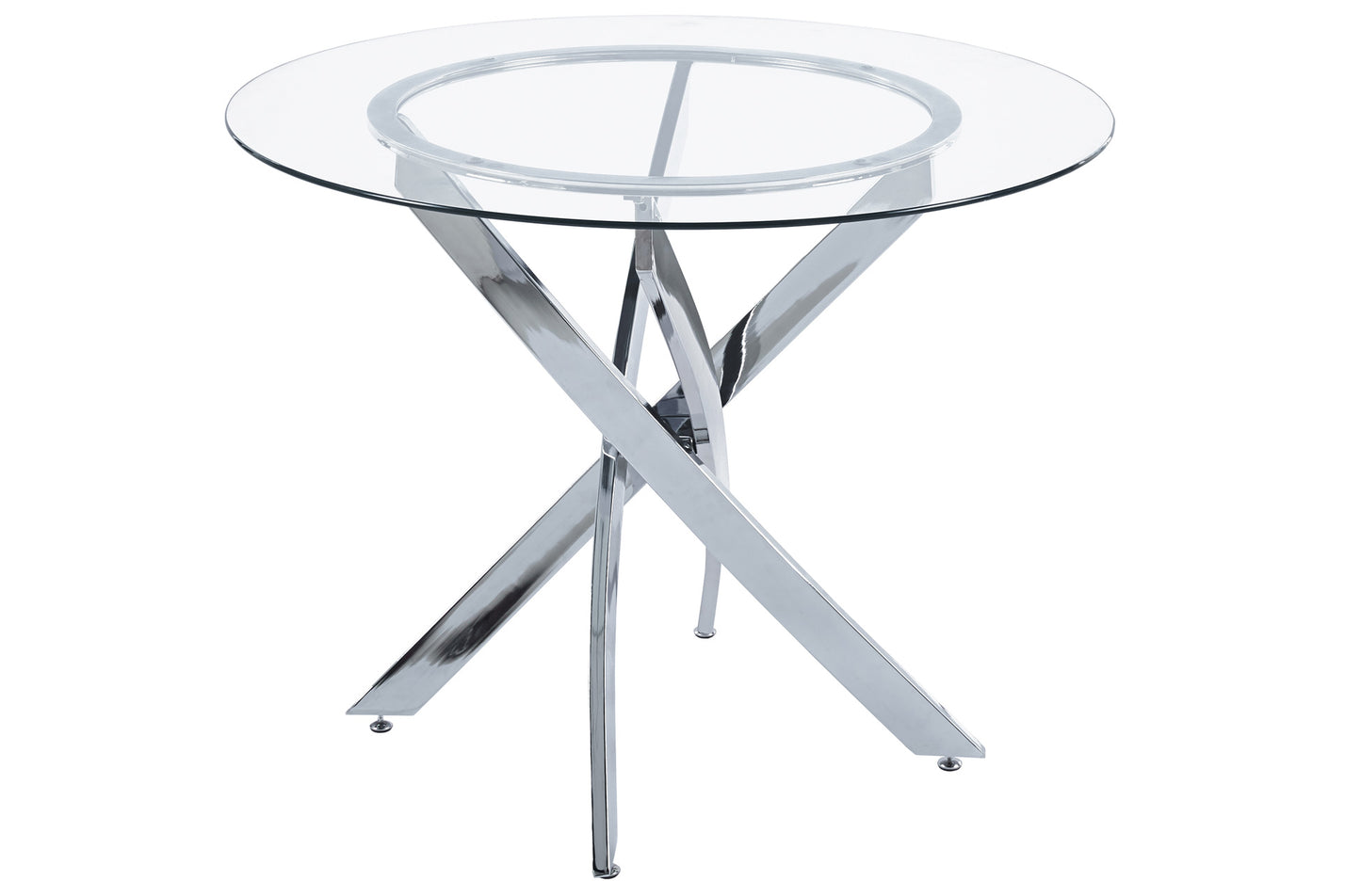 MESA COMEDOR REDONDA TASMANIA 100 CM CRISTAL / CROMO