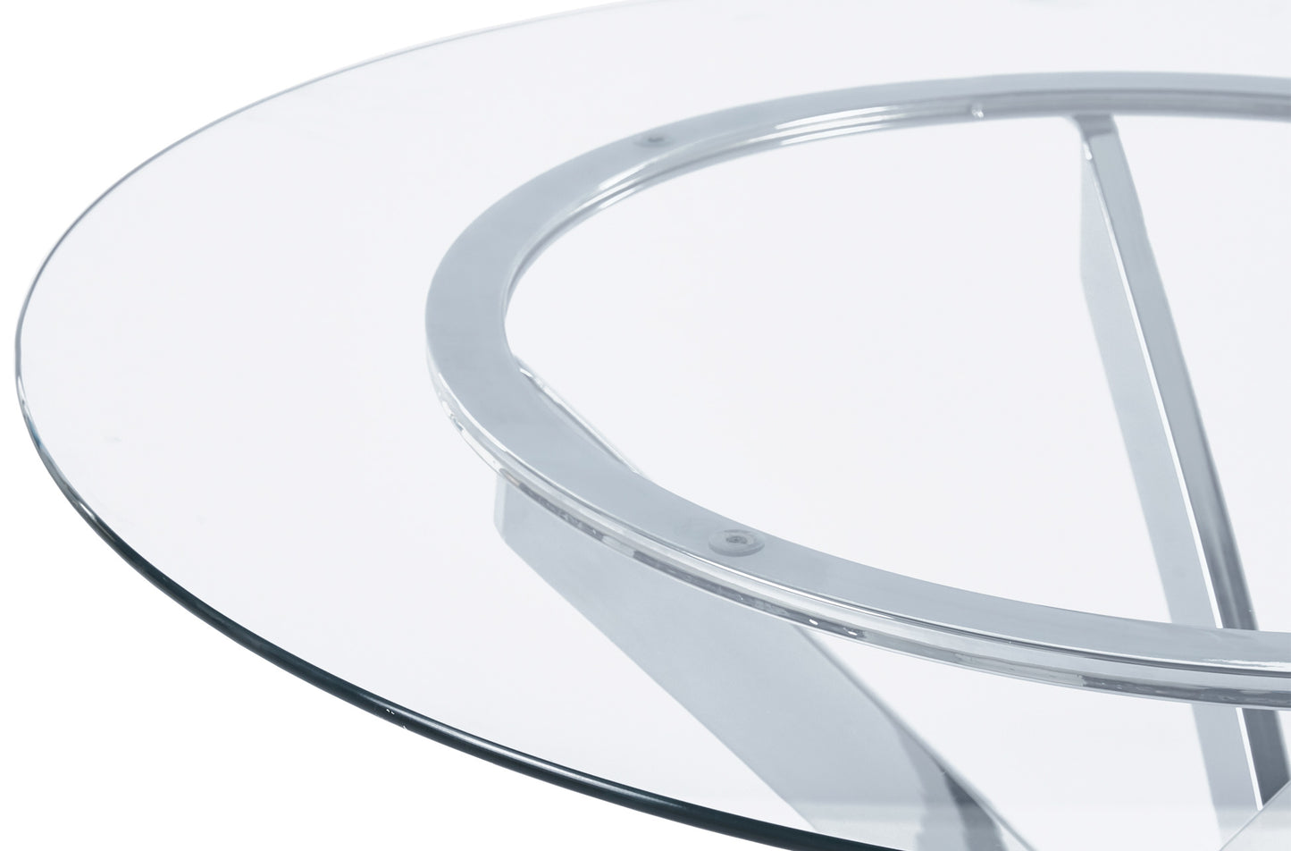 MESA COMEDOR REDONDA TASMANIA 100 CM CRISTAL / CROMO