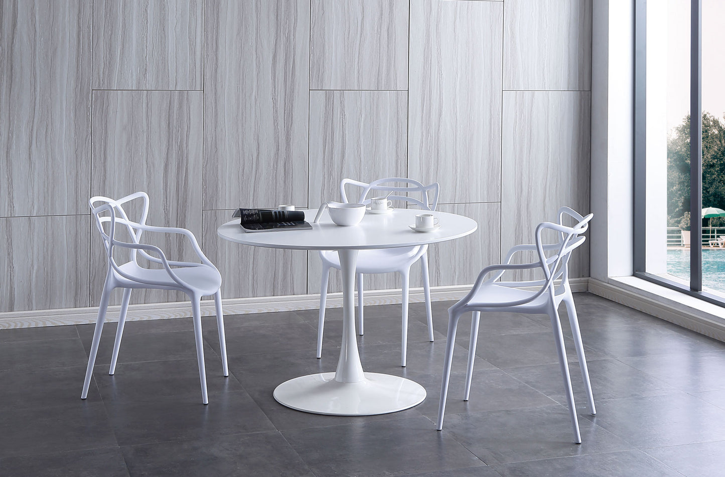 MESA COMEDOR REDONDA MELBORNE 110 CM BLANCO