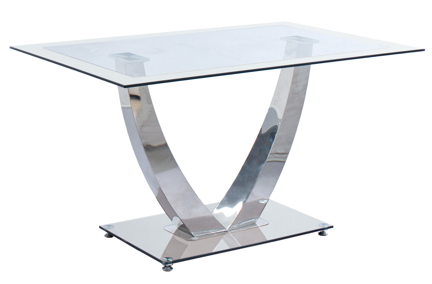 MESA COMEDOR MIAMI CRISTAL BLANCO / CROMO