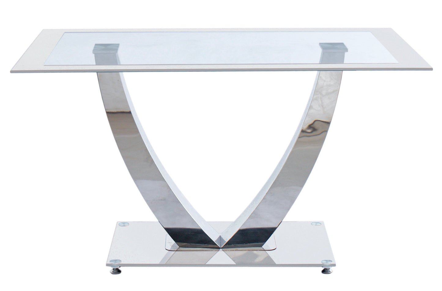 MESA COMEDOR MIAMI CRISTAL BLANCO / CROMO