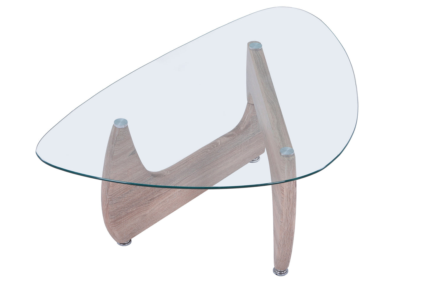 MESA CENTRO LEYNA 110 x 70 CM ROBLE / CRISTAL TRANSPARENTE.
