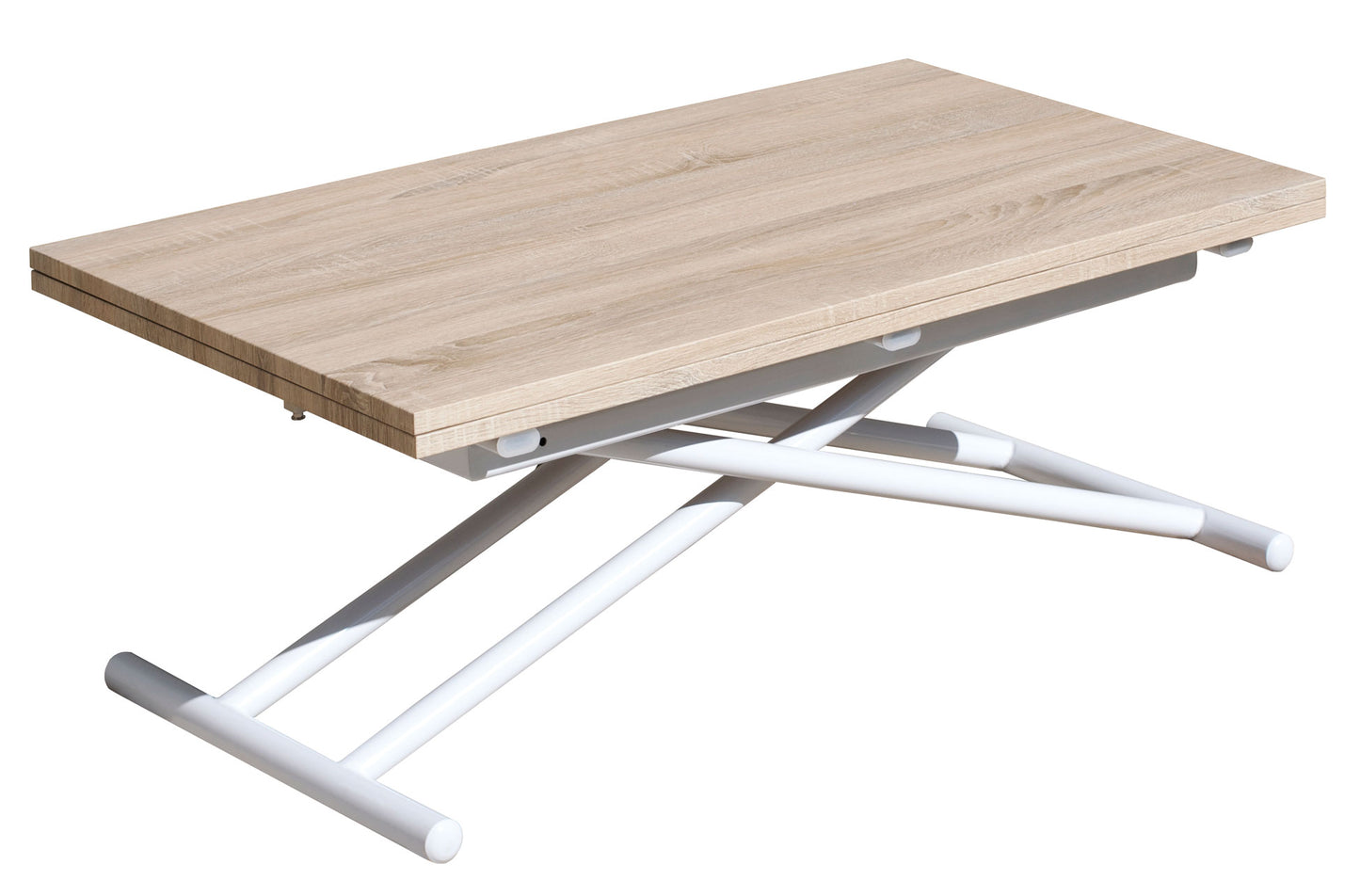 MESA CENTRO ELEVABLE Y EXTENSIBLE ARCO IRIS BLANCO / ROBLE 100 x 50 CM