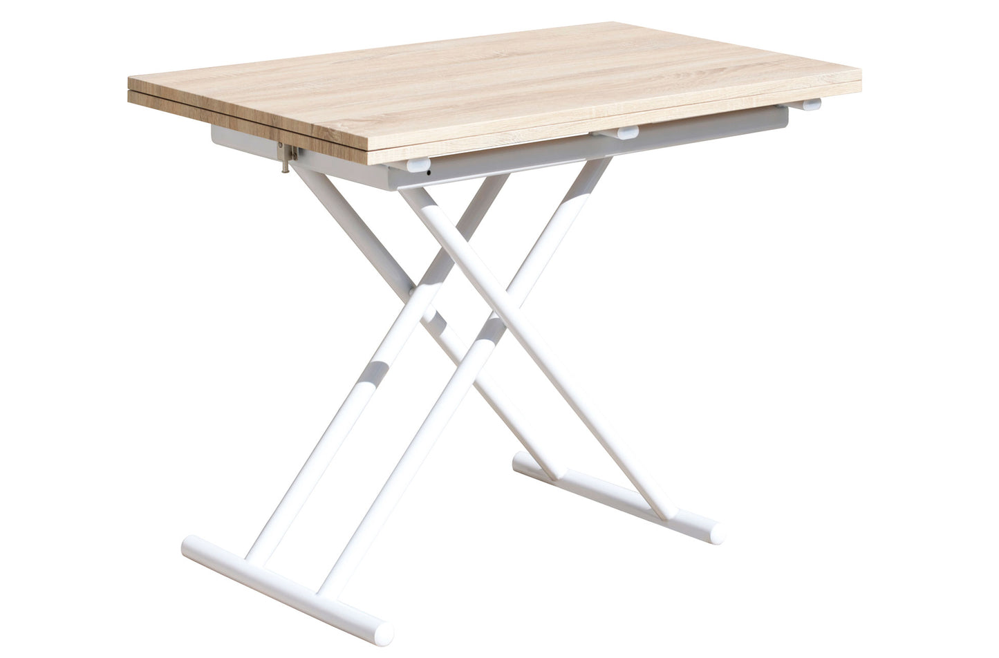 MESA CENTRO ELEVABLE Y EXTENSIBLE ARCO IRIS BLANCO / ROBLE 100 x 50 CM