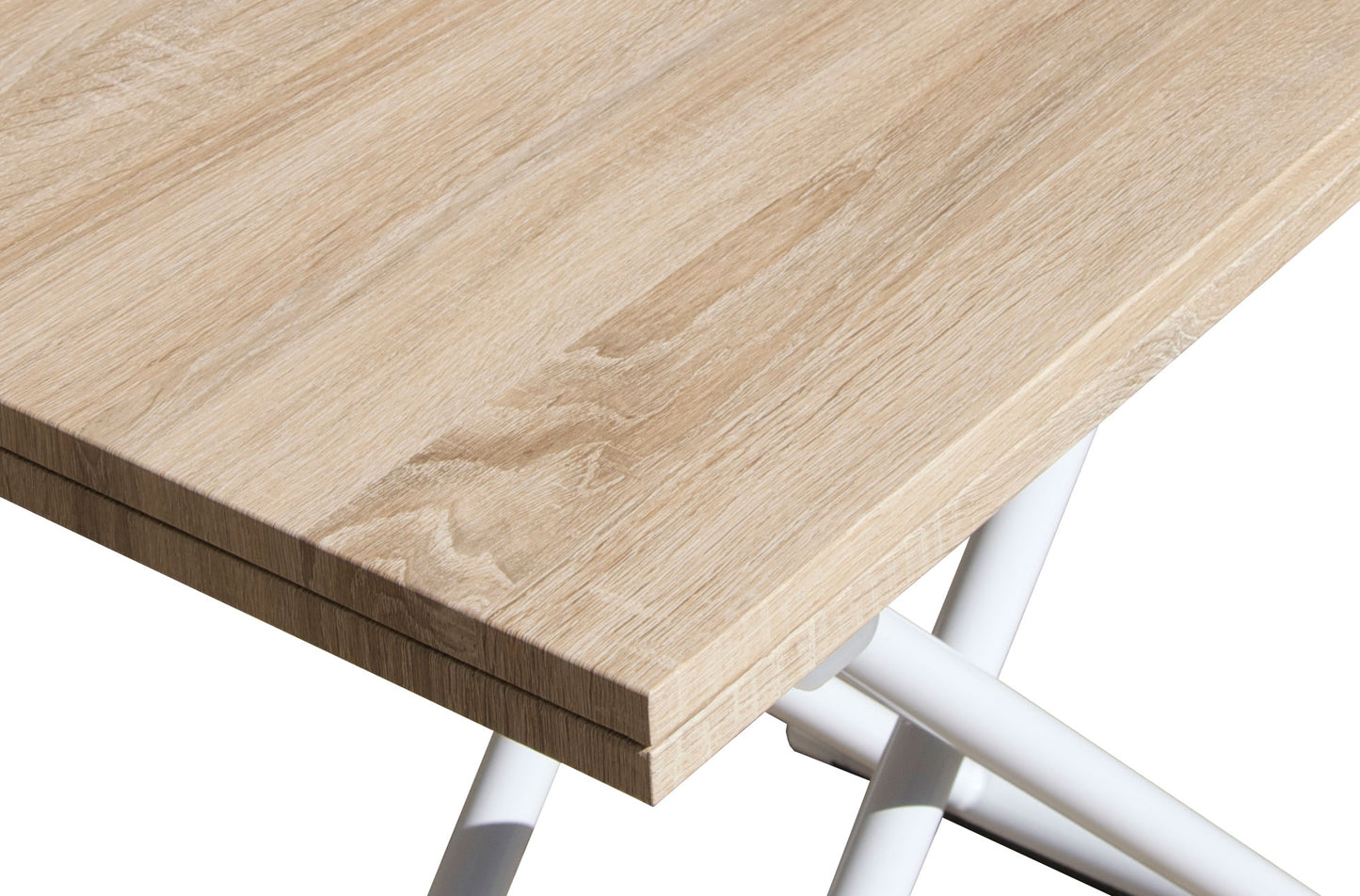 MESA CENTRO ELEVABLE Y EXTENSIBLE ARCO IRIS BLANCO / ROBLE 100 x 50 CM