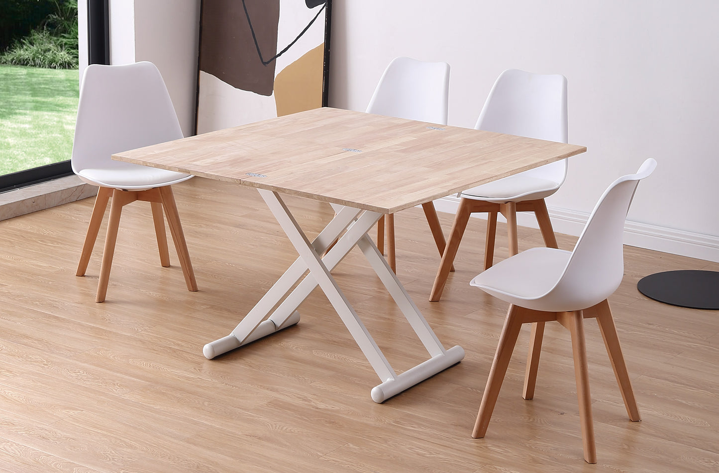 MESA CENTRO ELEVABLE Y EXTENSIBLE OASIS 110 X 57 CM ROBLE NORDISH / BLANCO