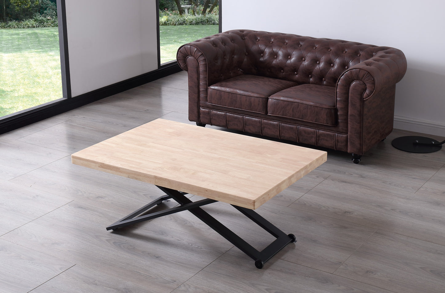 MESA CENTRO ELEVABLE NIEBLA 120 x 80 CM ROBLE NORDISH / NEGRO