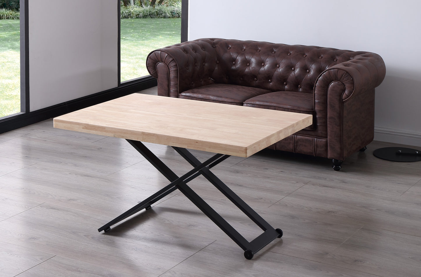 MESA CENTRO ELEVABLE NIEBLA 120 x 80 CM ROBLE NORDISH / NEGRO