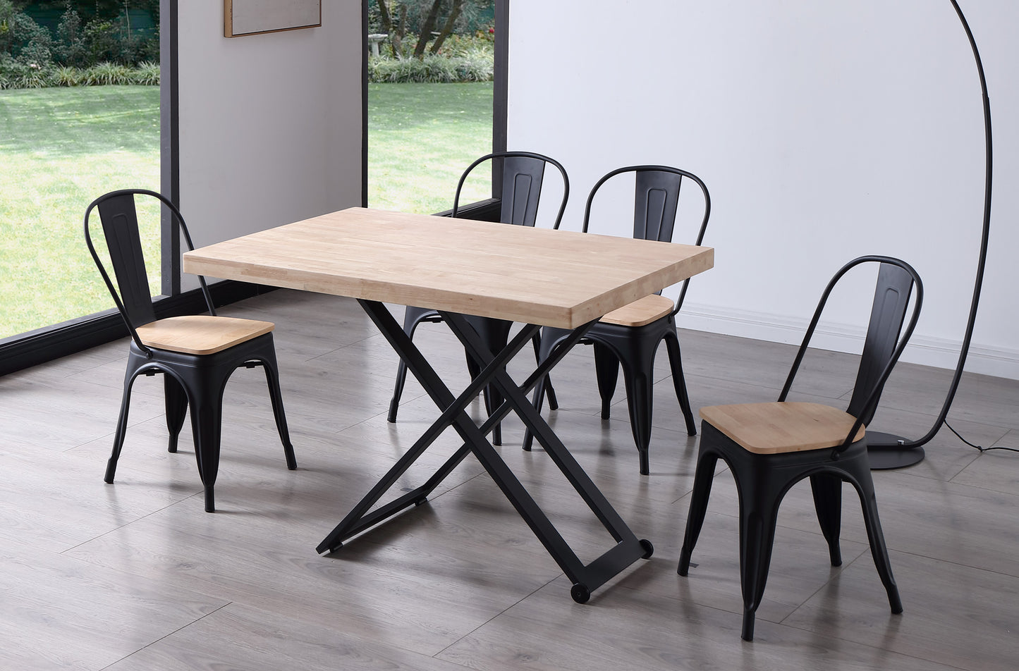 MESA CENTRO ELEVABLE NIEBLA 120 x 80 CM ROBLE NORDISH / NEGRO