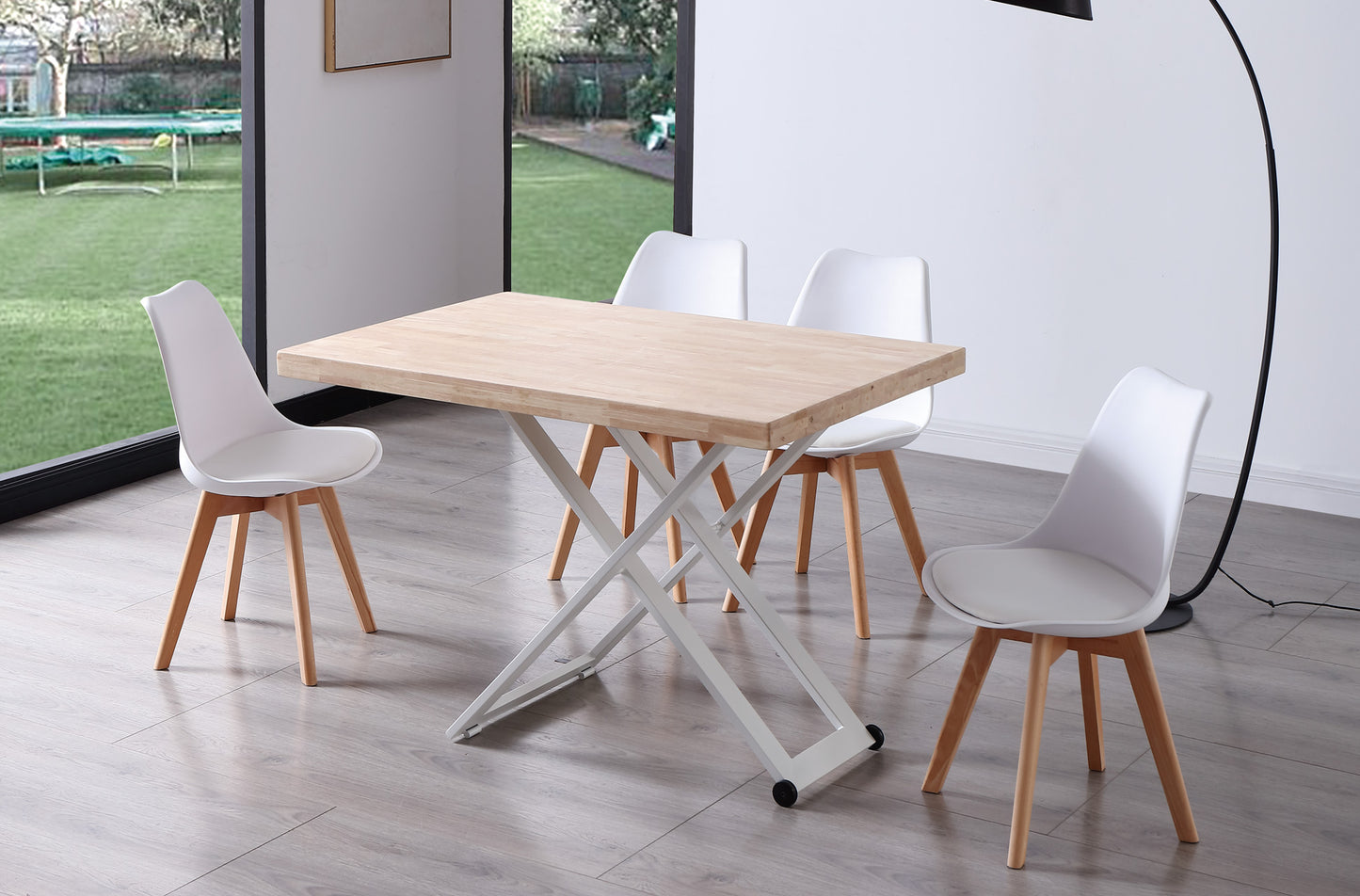 MESA CENTRO ELEVABLE NIEBLA 120 x 80 CM ROBLE NORDISH / BLANCO