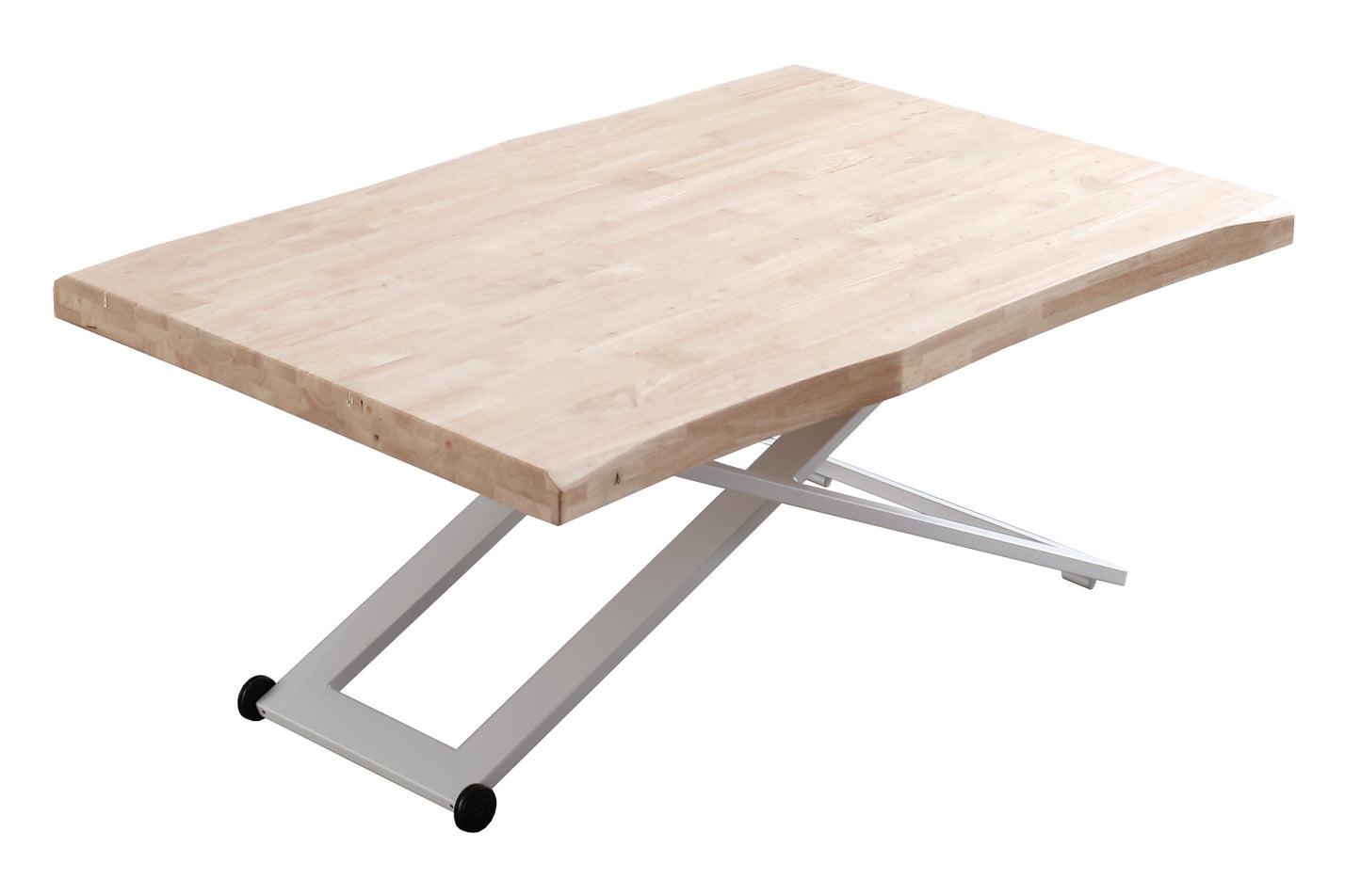 MESA CENTRO ELEVABLE NIEBLA 120 x 80 CM ROBLE NORDISH / BLANCO TAPA CON FORMA