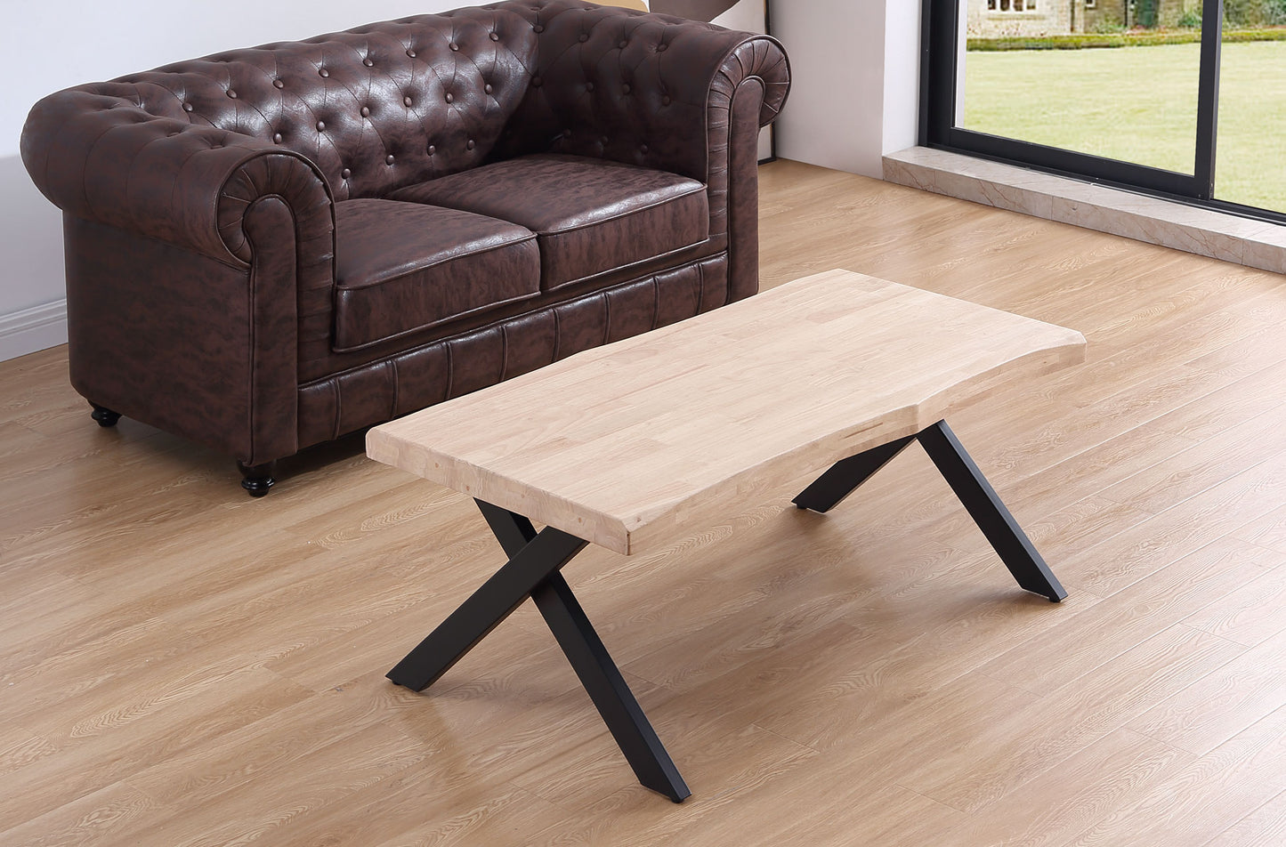 MESA CENTRO ELEVABLE NEBULOSA 120 x 66 CM TAPA CON FORMA ROBLE NORDISH / NEGRO