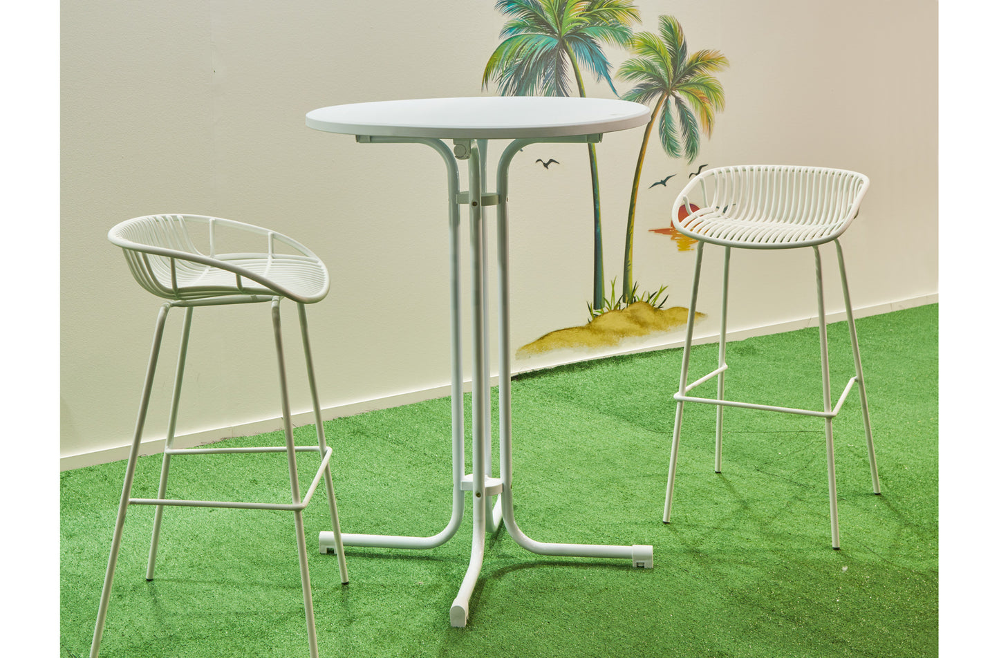 MESA ALTA PLEGABLE EVENTOS CÓCTEL - 80 CM BLANCO + FUNDA BLANCA