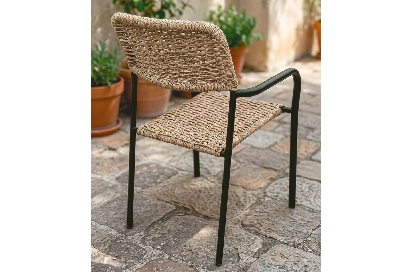 Silla de exterior Sava mimbre/negro (Pack 2 unidades)