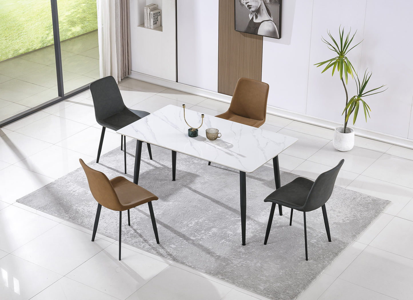 MESA COMEDOR FIJA BERNA 140x80 CM CERAMIC BLANCO