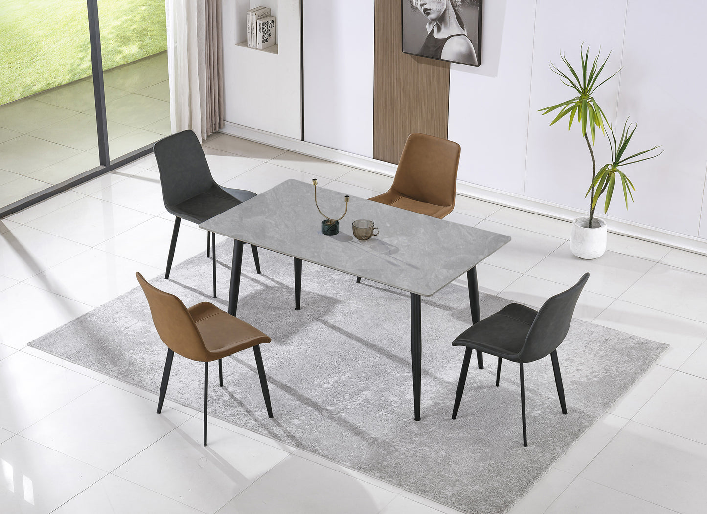 MESA COMEDOR FIJA BERNA 140x80 CM CERAMIC GREES GRIS