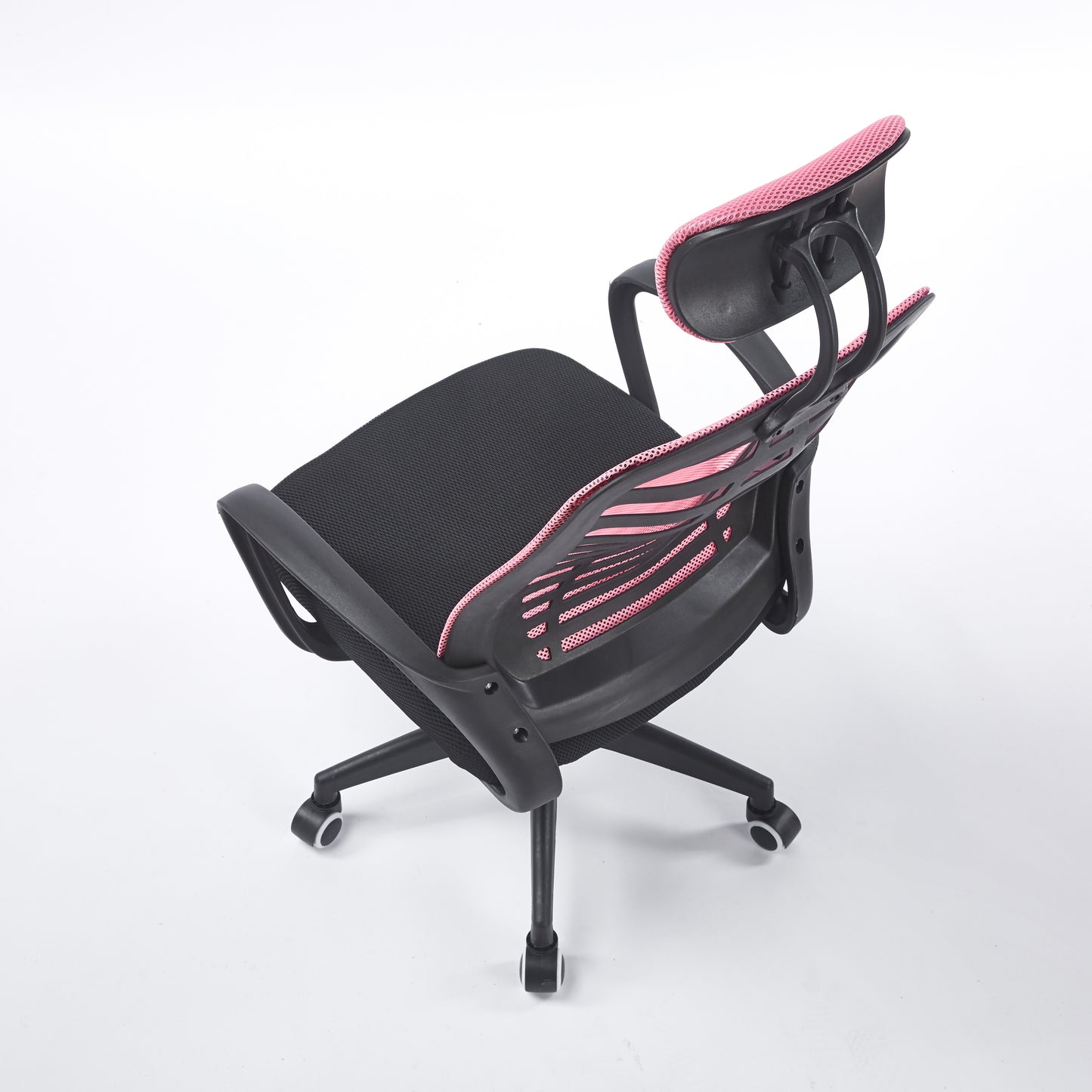 SILLON GIRATORIO CON REPOSACABEZAS KNECK RED TRANSPIRABLE NEGRO / ROSA