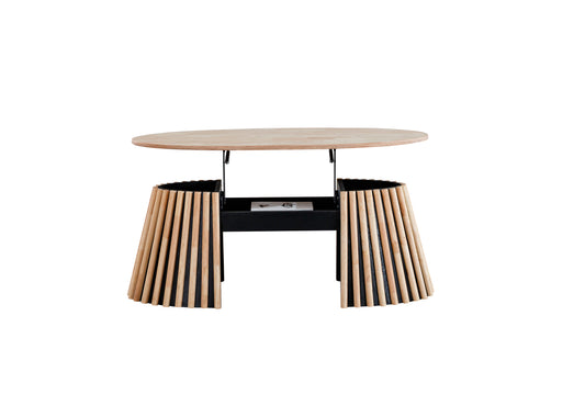 Mesa centro elevable Praga de roble nórdico