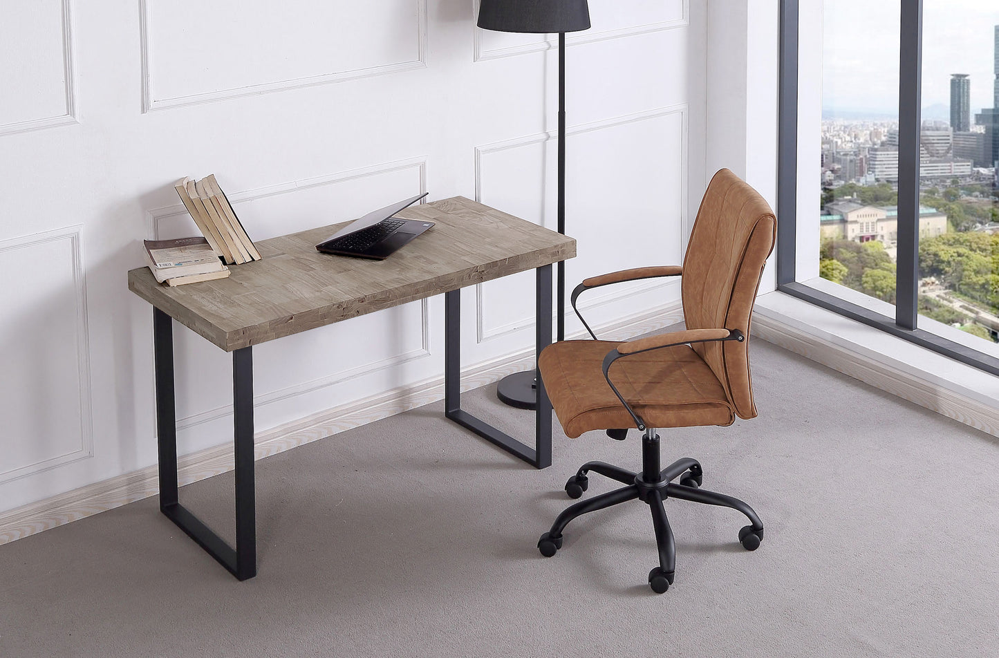 MESA ESTUDIO NATURAL 120 x 60 CM ROBLE AMERICAN / NEGRO.