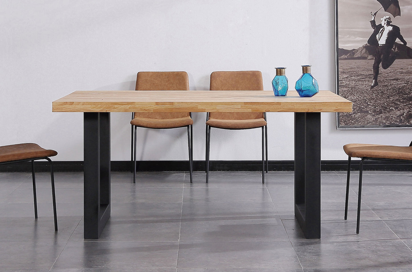 MESA COMEDOR FIJA LOFT 160 x 100 CM  ROBLE NORDISH / NEGRO.