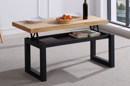 Mesa centro elevable Eclipse 120x60 cm roble nordish/negro