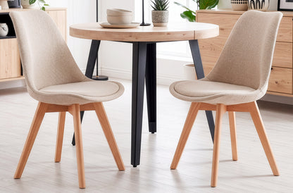 Silla comedor tapizada Bistro tejido beige (Pack 4 unidades)