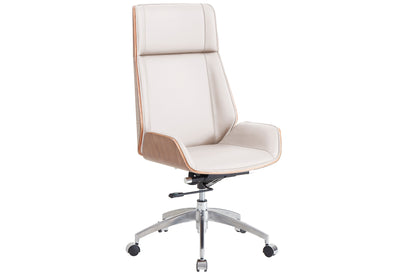 SILLON GIRATORIO ULRICH SIMIL PIEL BLANCO CREMA.