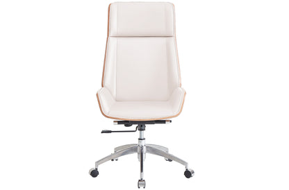 SILLON GIRATORIO ULRICH SIMIL PIEL BLANCO CREMA.