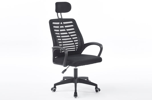 SILLON GIRATORIO CON REPOSACABEZAS KNECK RED TRANSPIRABLE NEGRO