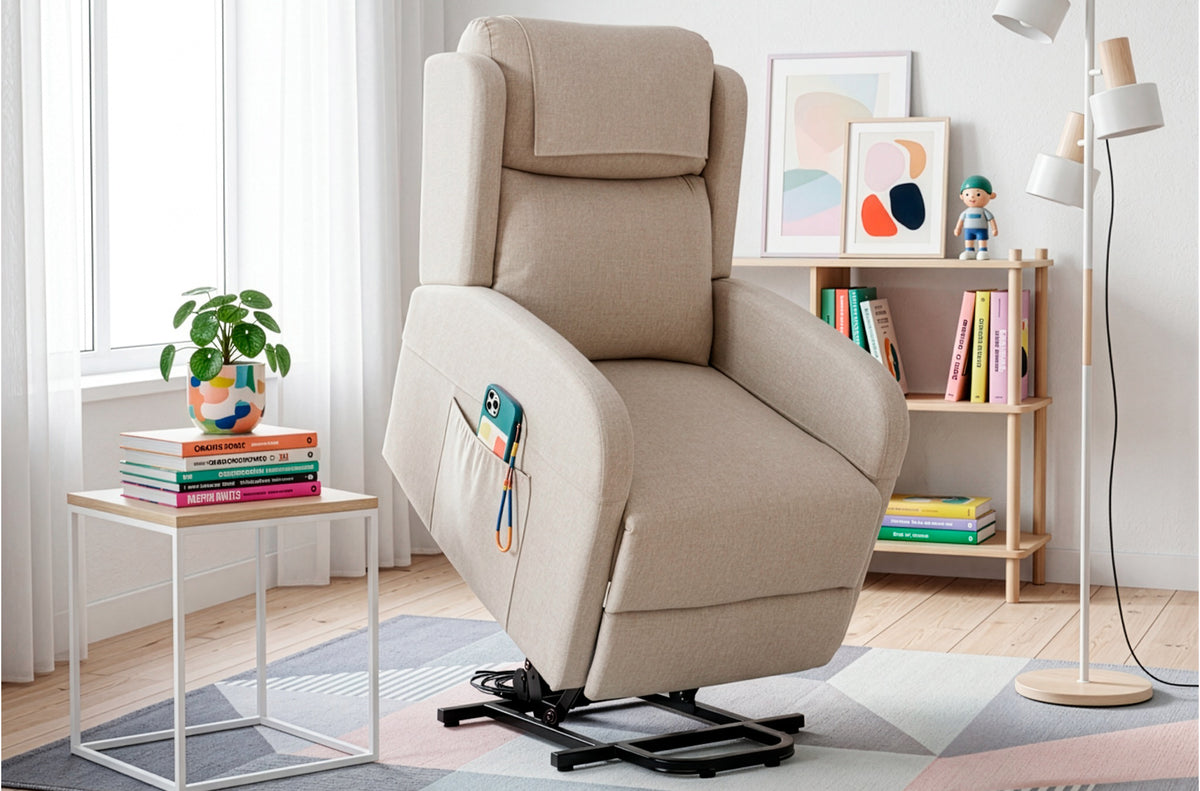 Sillon Relax Elevador Plus Tejido Beige