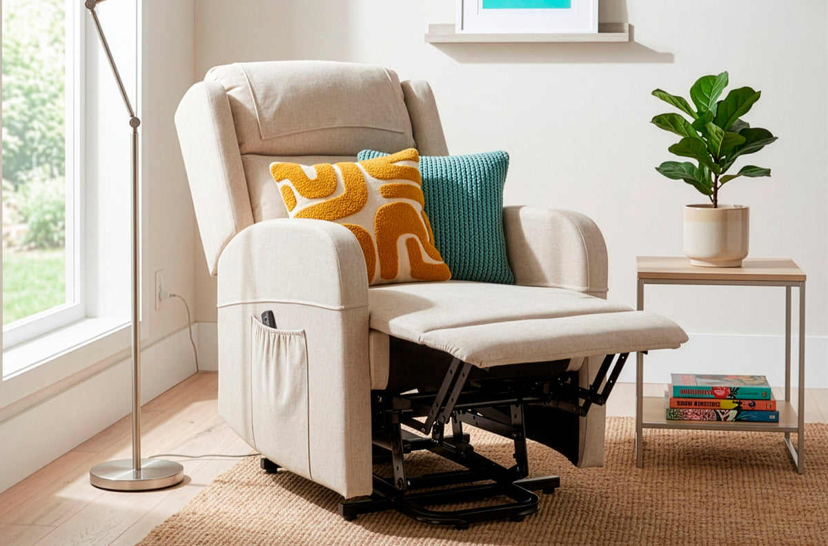 Sillon Relax Elevador Plus Tejido Beige