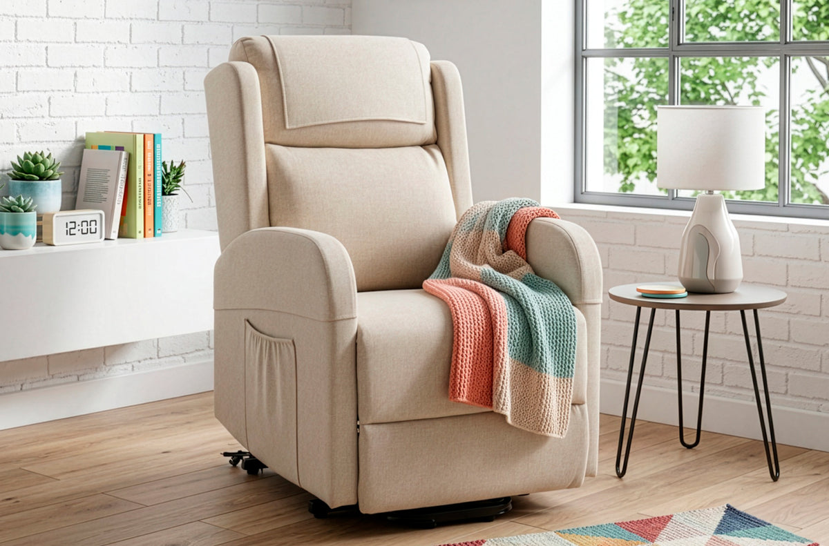 Sillon Relax Elevador Plus Tejido Beige