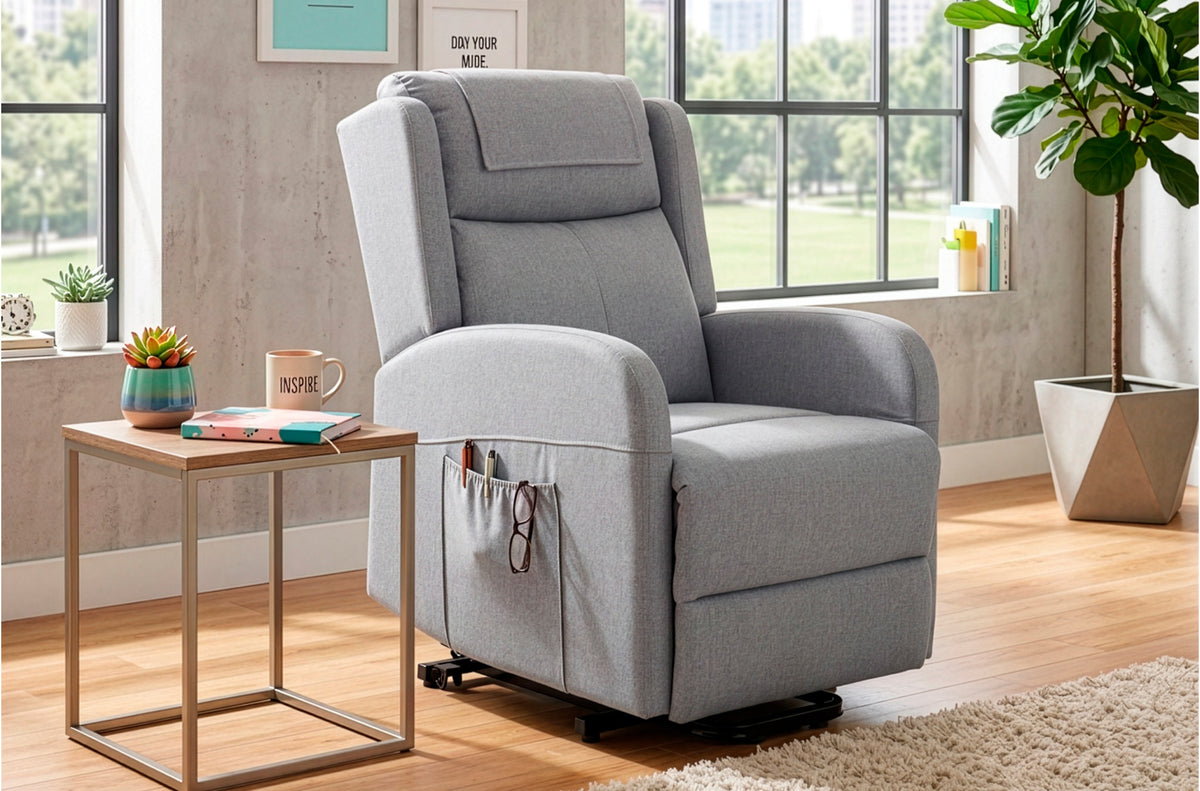 Sillon Relax Elevador Plus Tejido Gris