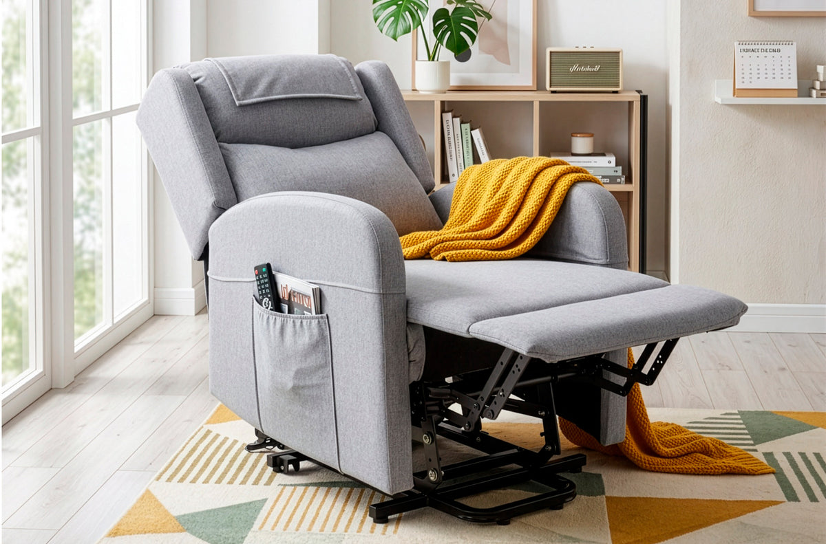 Sillon Relax Elevador Plus Tejido Gris