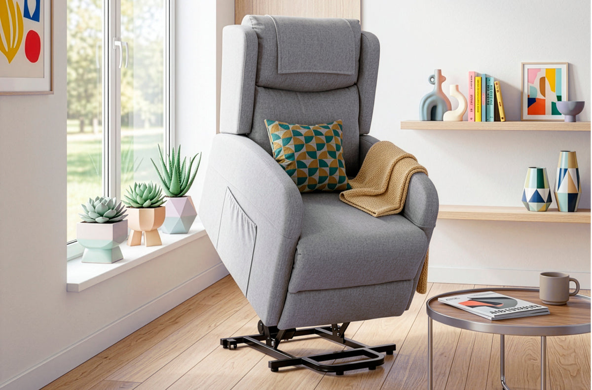 Sillon Relax Elevador Plus Tejido Gris