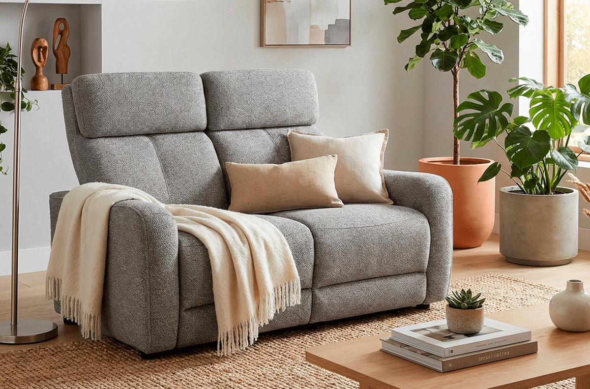 Sofa Relax 2 Plazas Fijas Pilot Tejido Leo Gris