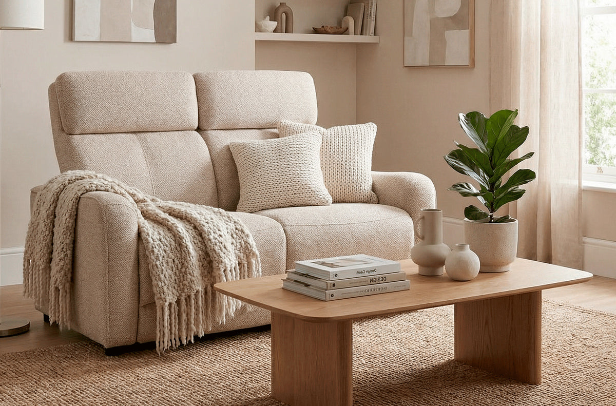 Sofa Relax 2 Plazas Fijas Pilot Tejido Leo Beige