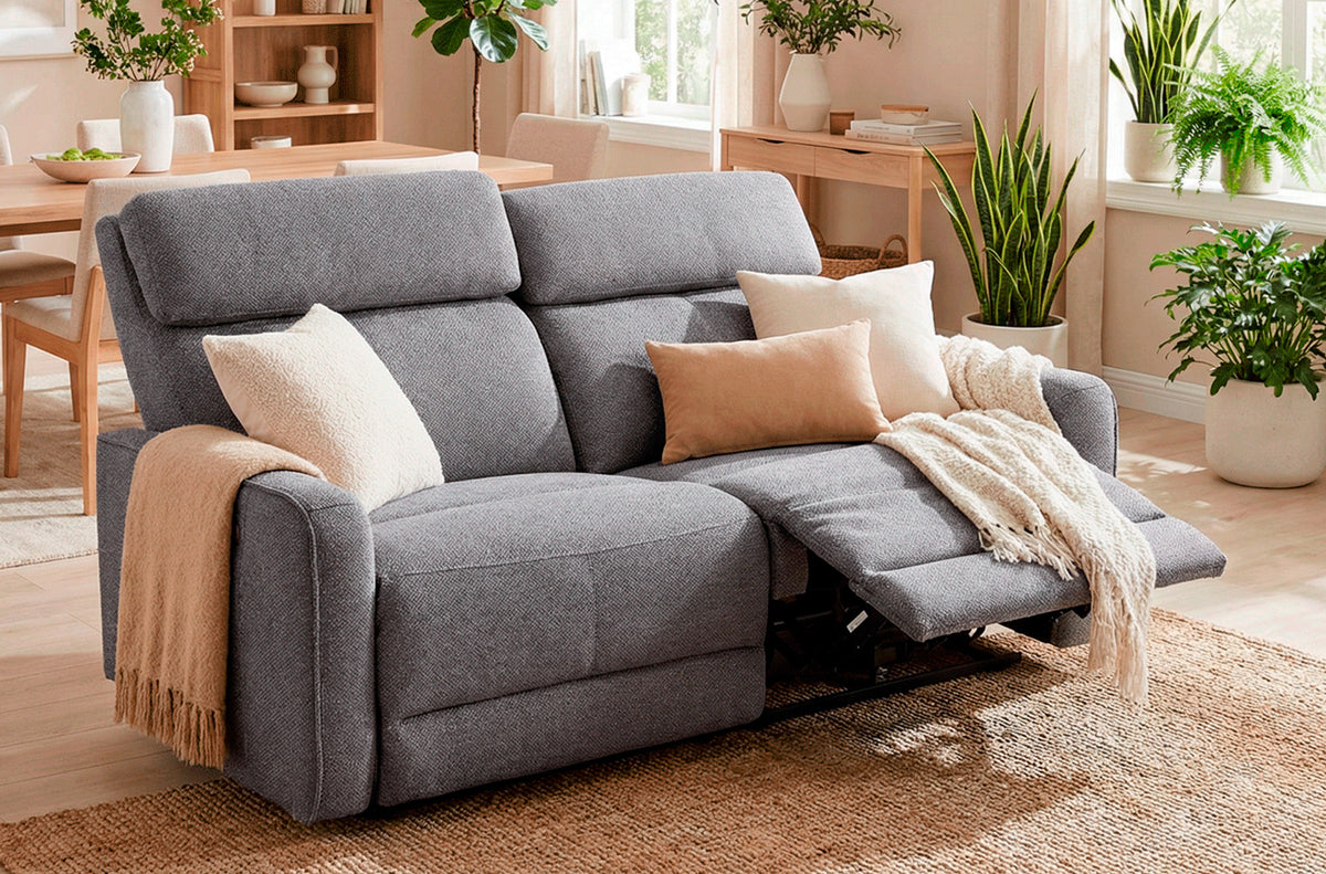 Sofa Relax 3 Plazas con 2 Relax Electricos Pilot Tejido Leo Gris