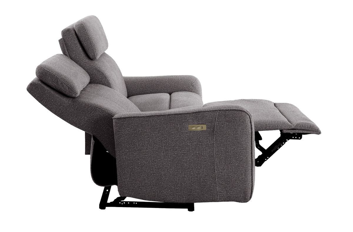 Sofa Relax 3 Plazas con 2 Relax Electricos Pilot Tejido Leo Gris