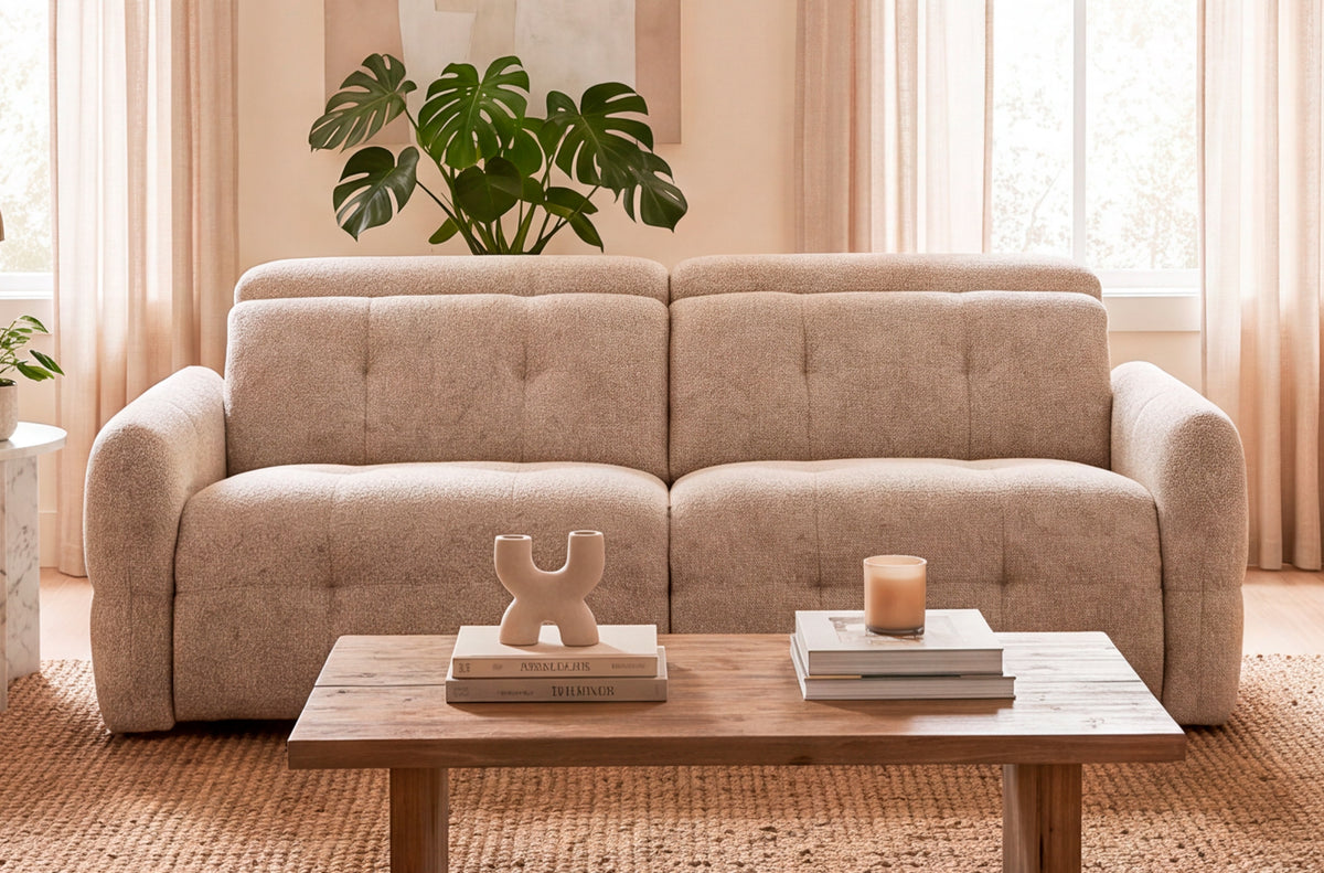 Sofa 3 Plazas 2 Relax Gustaf Tejido Beige