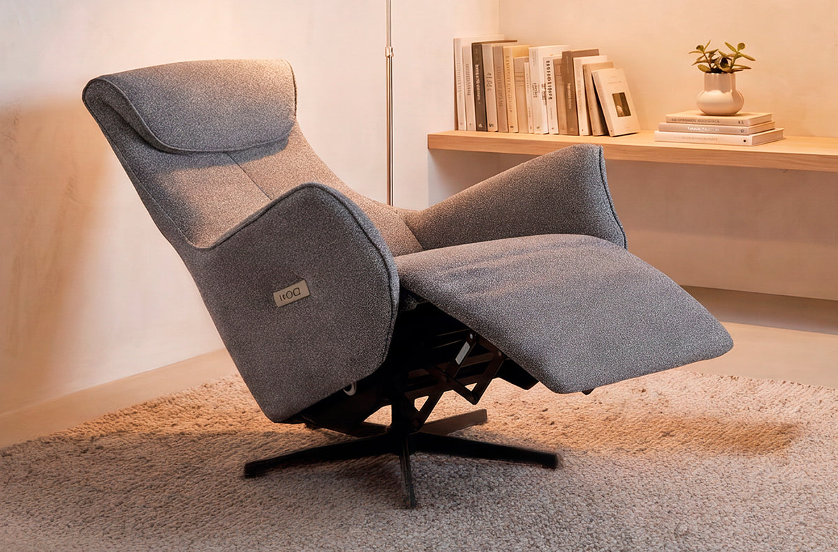 Sillon Relax Electrico Zero Gravity Tejido Leo Gris