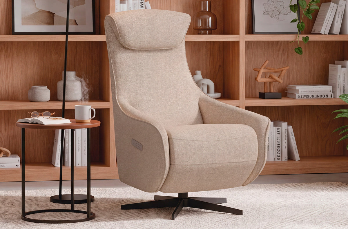Sillon Relax Electrico Zero Gravity Tejido Leo Beige