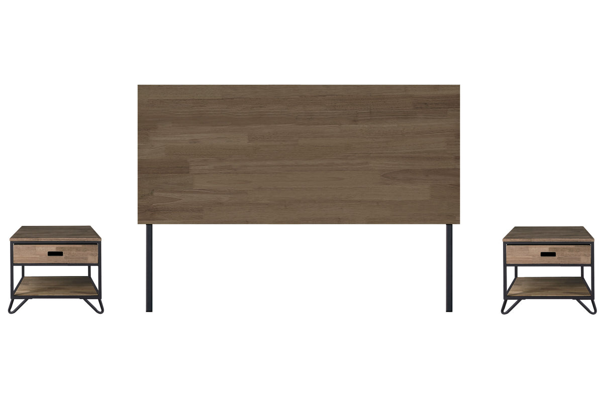 Cabecero Cama 100 Industrial Roble American / Negro
