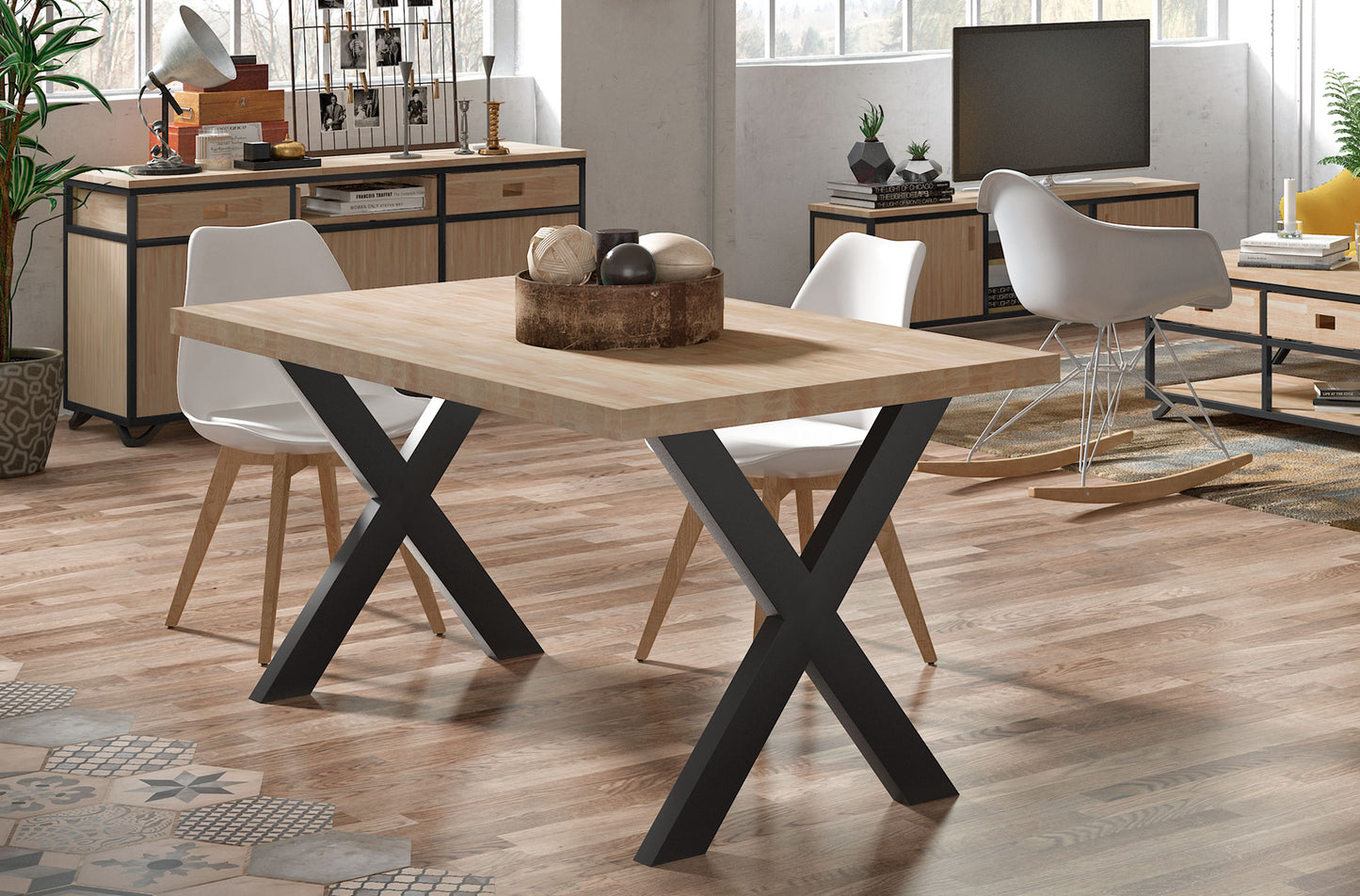MESA COMEDOR FIJA NUEVA YORK 140 x 80 CM  ROBLE / NEGRO