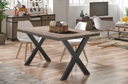 MESA COMEDOR FIJA NUEVA YORK 160 x 90 CM  ROBLE AMERICAN / NEGRO
