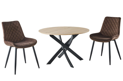 MESA COMEDOR FIJA REDONDA TAIPEI 100 CM  ROBLE / NEGRO