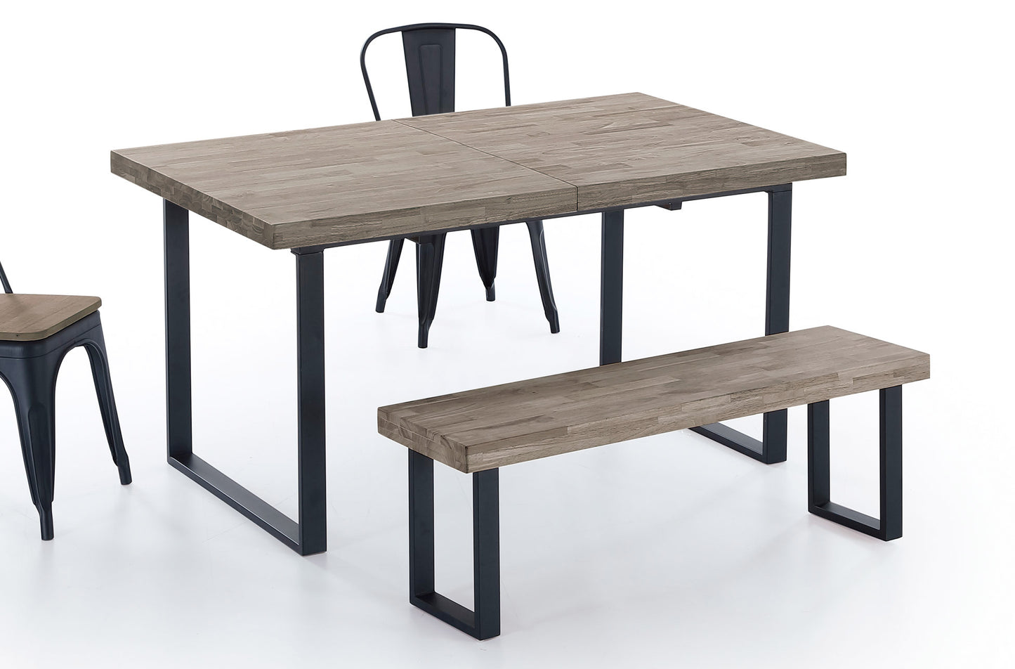 MESA COMEDOR EXTENSIBLE OPORTO 140/180 x 80 CM ROBLE AMERICAN / NEGRO